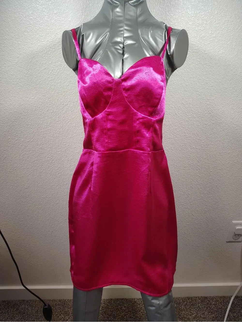 Wild Fable Women Dress Sz M Fuchsia Hot Pink Lace Up Back BarbieCore Birthday